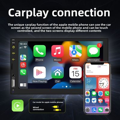 7 اینچ ماشین برای MP5 پلیر با برای BT بی سیم HD دوربین عقب نگاه CarPlay اندروید اتوماتیک داشبورد رادیو سیم دار داشبورد رادیو