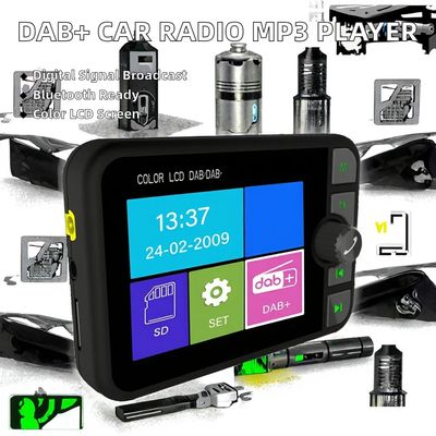 گیرنده رادیویی 2.4 اینچی رنگی LCD DAB/DAB+، سازگار با بلوتوث، پخش کننده MP3 بی‌سیم، پخش سیگنال دیجیتال FM برای 1 سال