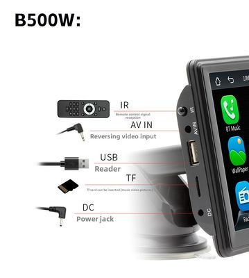 Creatall 7-اینچ قابل حمل بی سیم CarPlay MP5 پلیر برای بلوتوث جدید کراس مرزی کارت چند رسانه ای اسلات واحد سر پشتیبانی WAV