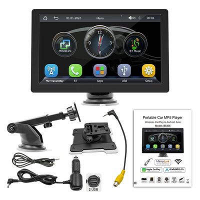 Creatall 9 اینچ قابل حمل HD MP5 پلیر صفحه نمایش بزرگ سیم کشی / بی سیم Carplay برای بلوتوث داشبورد 1 سال