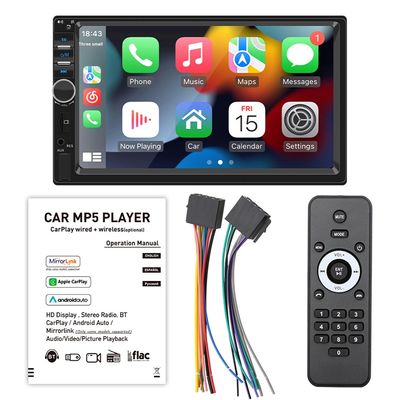 Creatall 7-Inch HD Large Screen Car Radio Central Control MP5 BT Player with CarPlay USB Support WAV MP3 APE AAC FLAC Portable
