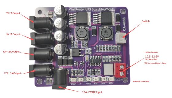 CA-403S Mini Router Uninterruptible Power Supply Board با 40W Output 11.1V باتری ورودی و محافظت از مدار کوتاه