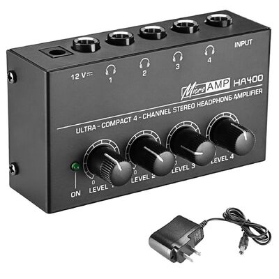 Portable Headphone Amplifier Stereo Hifi Mini 4 Channel Monitor Headphone Amplifier for Live Recording Show