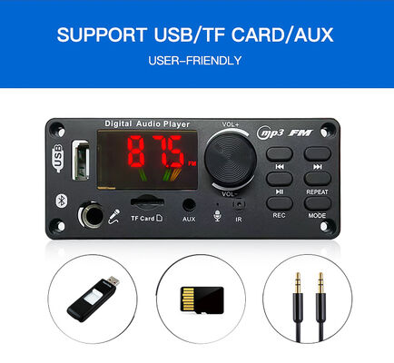12V 2*50W Digital Power Amplifier Module Panel BT Speaker Microphone Recording Radio Stylish Card Voice Recorder MP3 Player