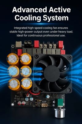 600W+600W دوگانه TPA3255 برد تقویت کننده خنک کننده فن کلاس D برد تقویت کننده استریو DC18-50V
