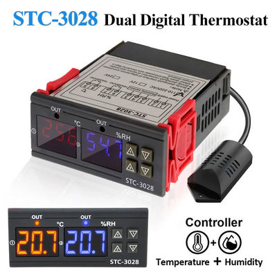 STC-3028 AC 220 ولت DC 12 ولت-24 ولت کنترل دمای رطوبت دستگاه مانیتورینگ توان دوگانه