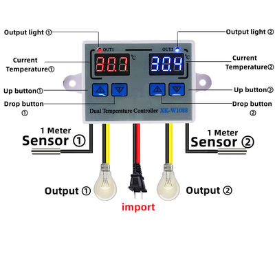 کنترلر دماسنج دیجیتال دوگانه LED گرمایش الکتریکی 220 ولت