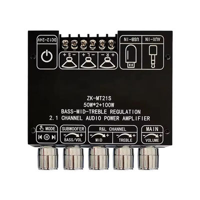 برد تقویت کننده صدای دیجیتال استریو 2.1 کاناله ساب ووفر AUX 12 ولت 24 ولت MT21S 2x50 وات 100 وات برای آداپتور DC